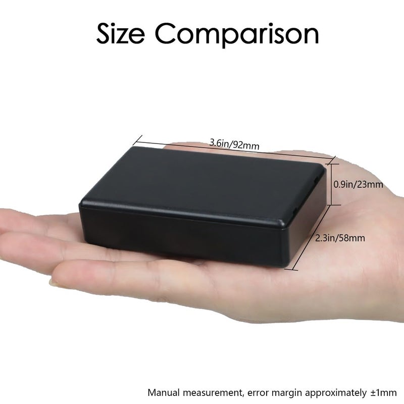 LeMotech Project Box, 5 Pieces ABS Electrical Box Small Junction Box for Electronics PCB Case,Electronic Hobby Box Black, Outside Size 3.6 x 2.3 x 0.9 inch (92 x 58 x 23 mm) - Image 5